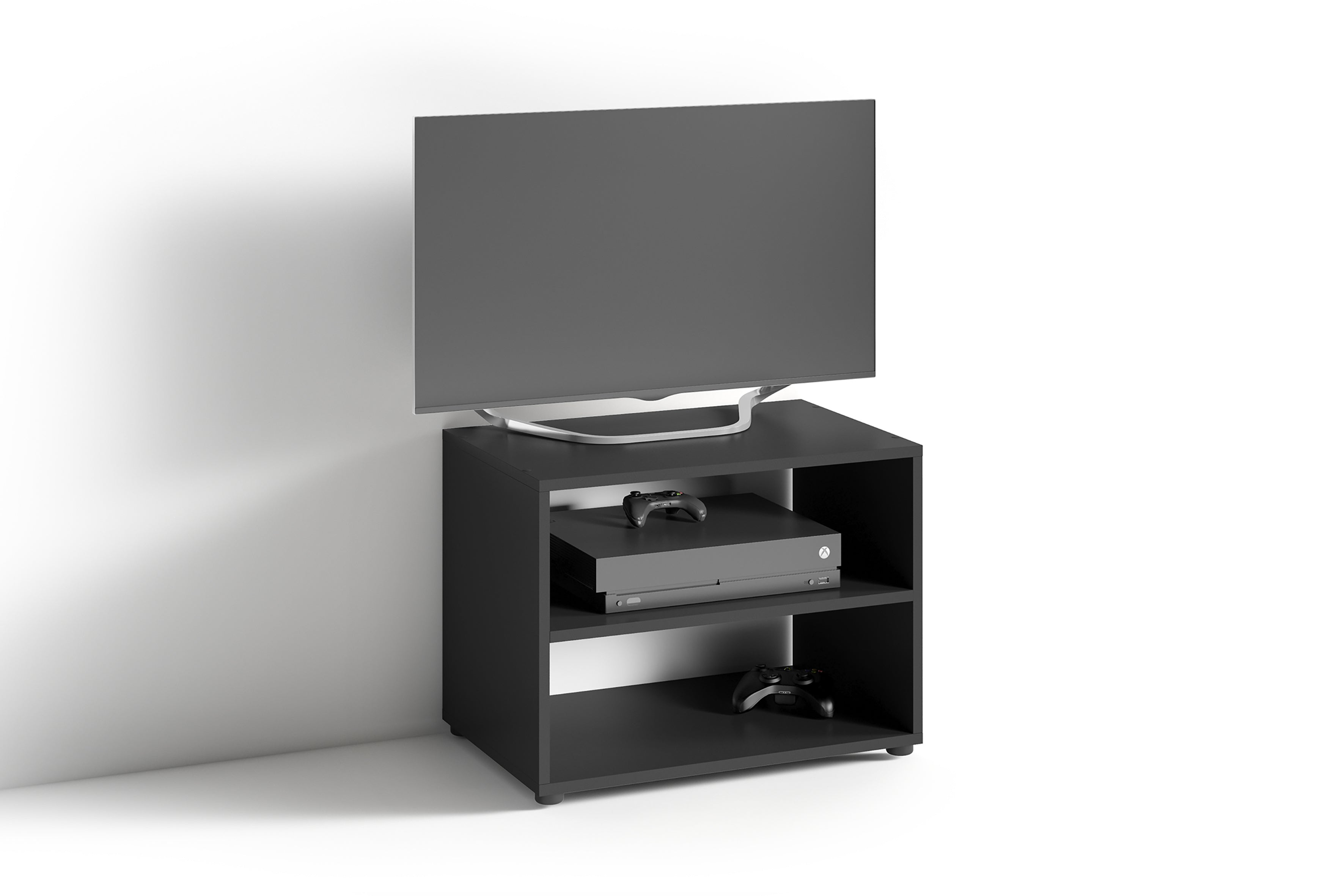 TV Stand VICTORIA / kleines Regal weiß oder schwarz / Beistelltisch 60 cm breit / Wohnzimmertisch / Schrank / TV Bank / TV Tisch / Weiß / 60 x 45 x 39 cm (BxHxT)