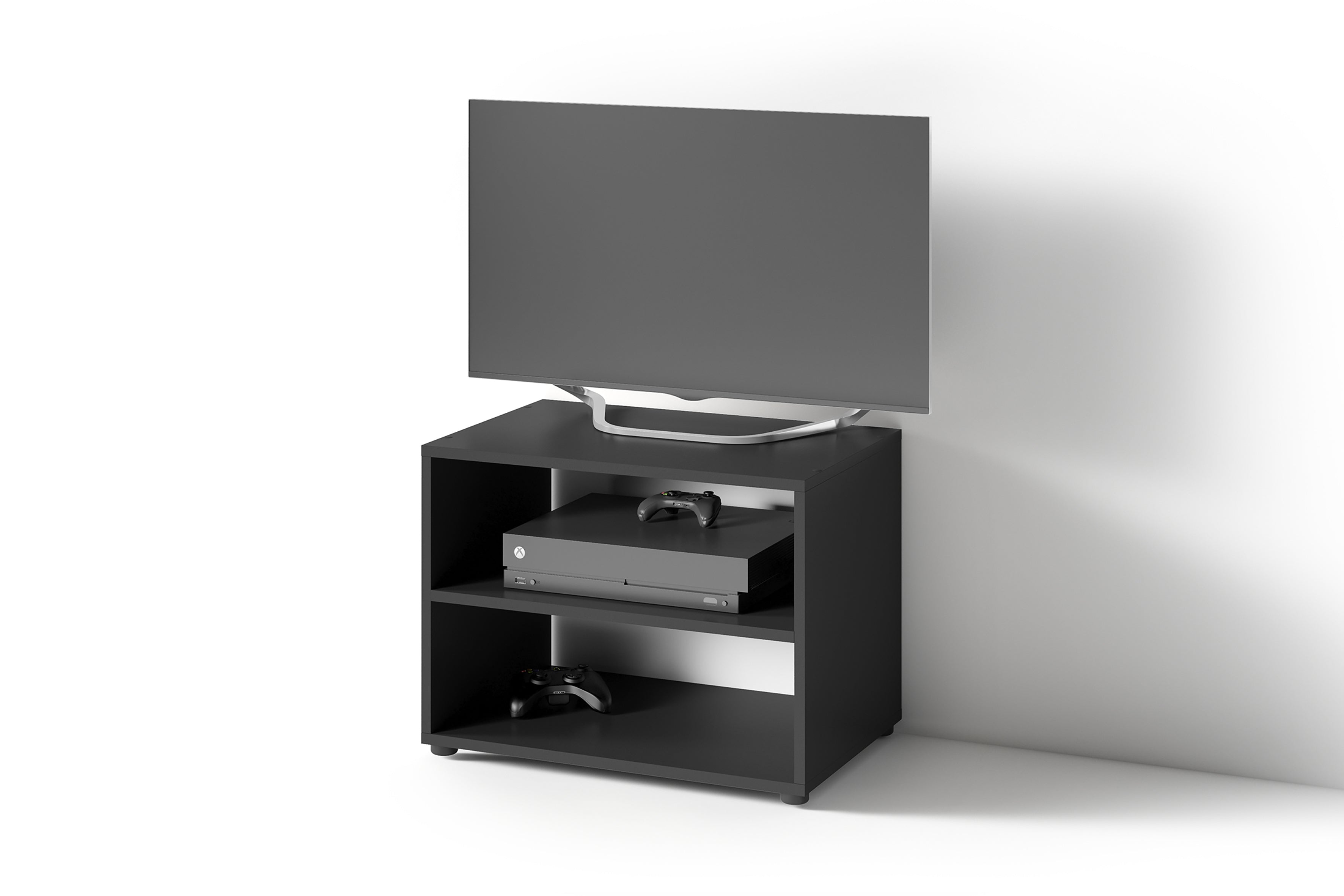 TV Stand VICTORIA / kleines Regal weiß oder schwarz / Beistelltisch 60 cm breit / Wohnzimmertisch / Schrank / TV Bank / TV Tisch / Weiß / 60 x 45 x 39 cm (BxHxT)