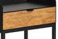 VIDA Nachttisch, eleganter Nachttisch aus schwarzem Metall mit massiver Eiche