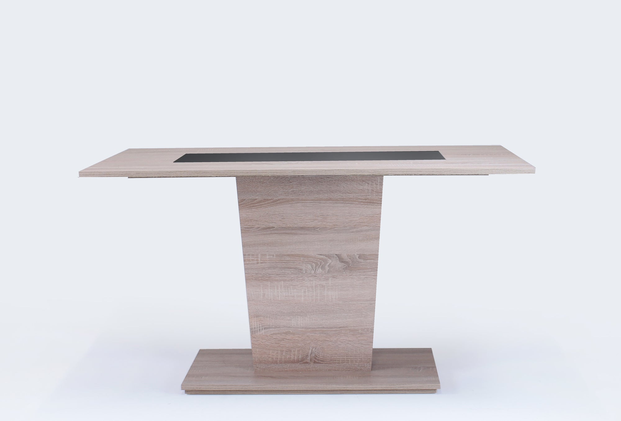 Säulentisch Vienna / Moderner Küchentisch in Eiche-Optik, Einlage schwarz oder weiß montierbar / Kleiner Esstisch / B 110, H 75, T 70 cm