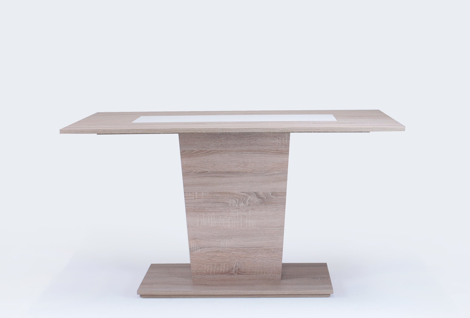 Säulentisch Vienna / Moderner Küchentisch in Eiche-Optik, Einlage schwarz oder weiß montierbar / Kleiner Esstisch / B 110, H 75, T 70 cm
