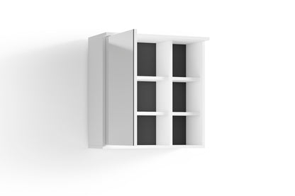 Badezimmer Spiegelschrank WELLNESS mit LED-Beleuchtung &amp; Steckdose / Moderner, 1-türiger Spiegel Hängeschrank in Artisan Eiche oder Weiß / Wandschrank mit Spiegeltür / B 60, H 61, T 28 cm