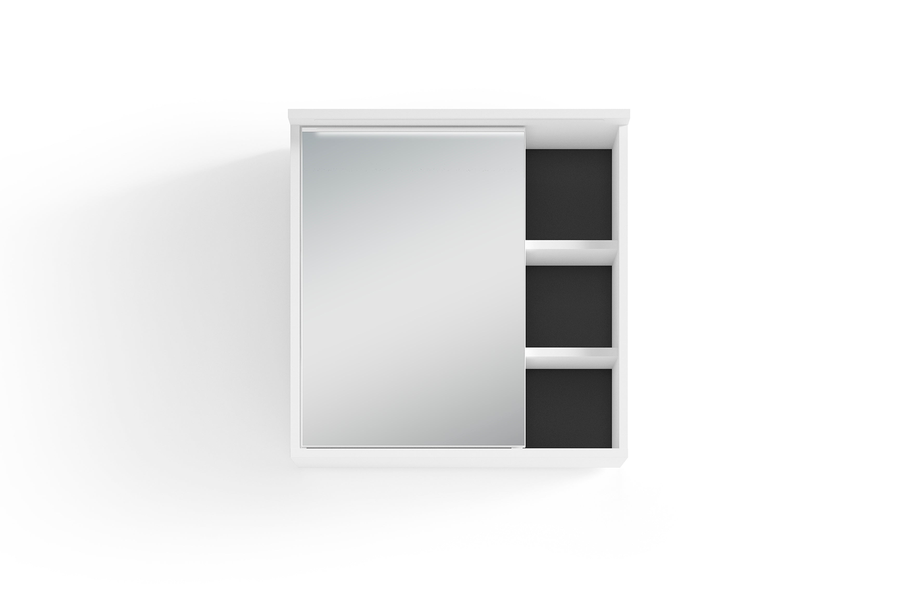 Badezimmer Spiegelschrank WELLNESS mit LED-Beleuchtung &amp; Steckdose / Moderner, 1-türiger Spiegel Hängeschrank in Artisan Eiche oder Weiß / Wandschrank mit Spiegeltür / B 60, H 61, T 28 cm