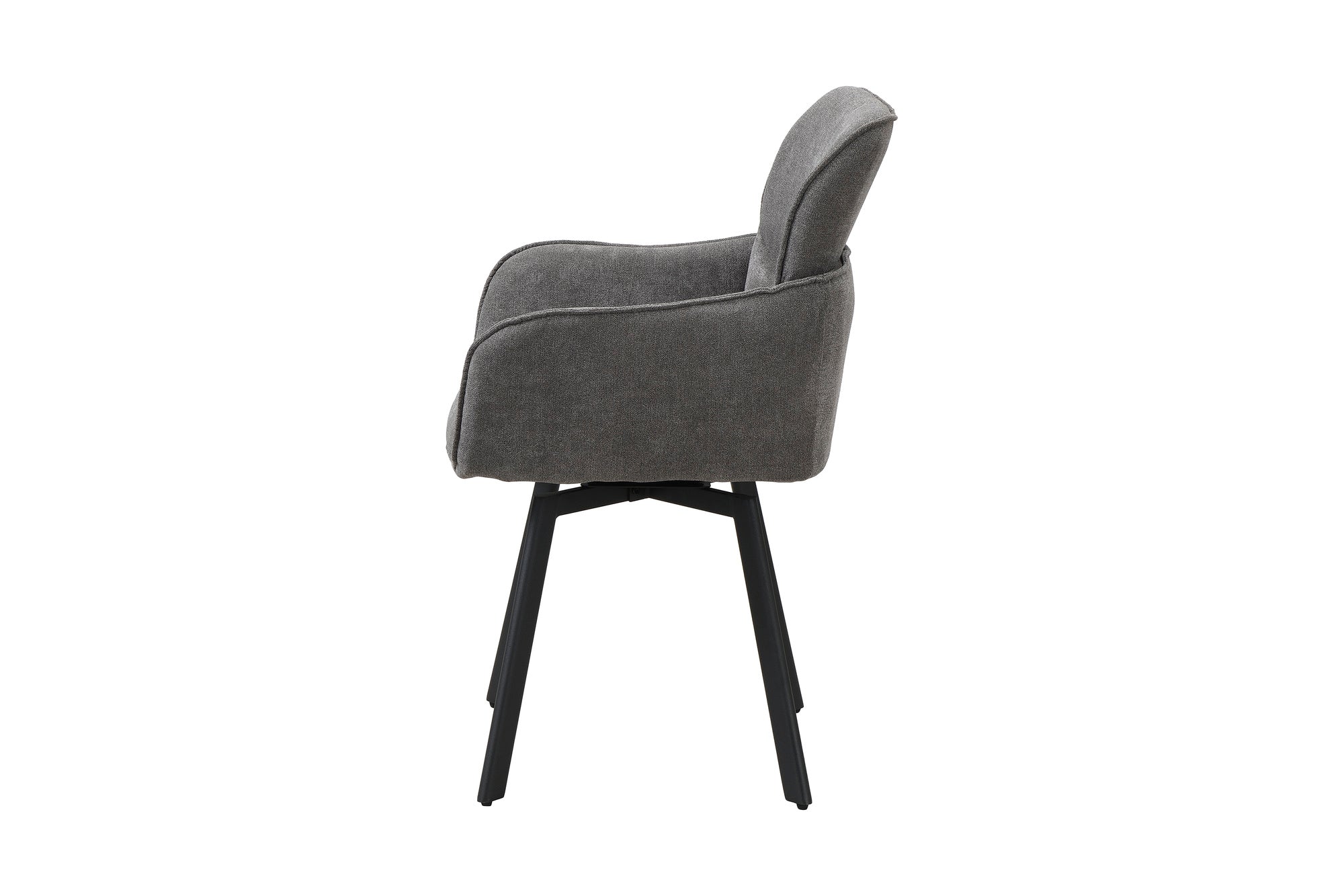 Stuhl 2-er Set RICO / Webstoffbezug in dunkelgrau oder taupe, Gestell in schwarz / 360° drehbar / Esszimmerstuhl / Küchenstuhl / B 61 x H 90 x T 63 cm
