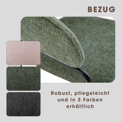 byLIVING Stuhl 2-er Set CURVE / Webstoffbezug in dunkelgrau, dunkelgrün oder taupe, Gestell in schwarz / Esszimmerstuhl / Küchenstuhl / Maße: B 60 x H 86 x T 58 cm