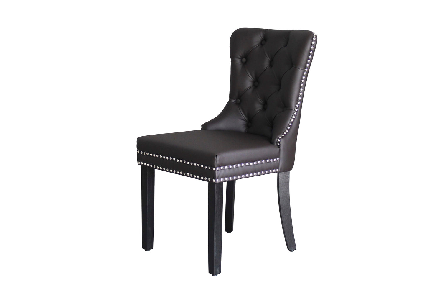 byLIVING Esszimmerstuhl 2er Set DOMINO / Kunstleder dunkelbraun / Gestell Massivholz schwarz / B 48,5, H 93, T 61 cm