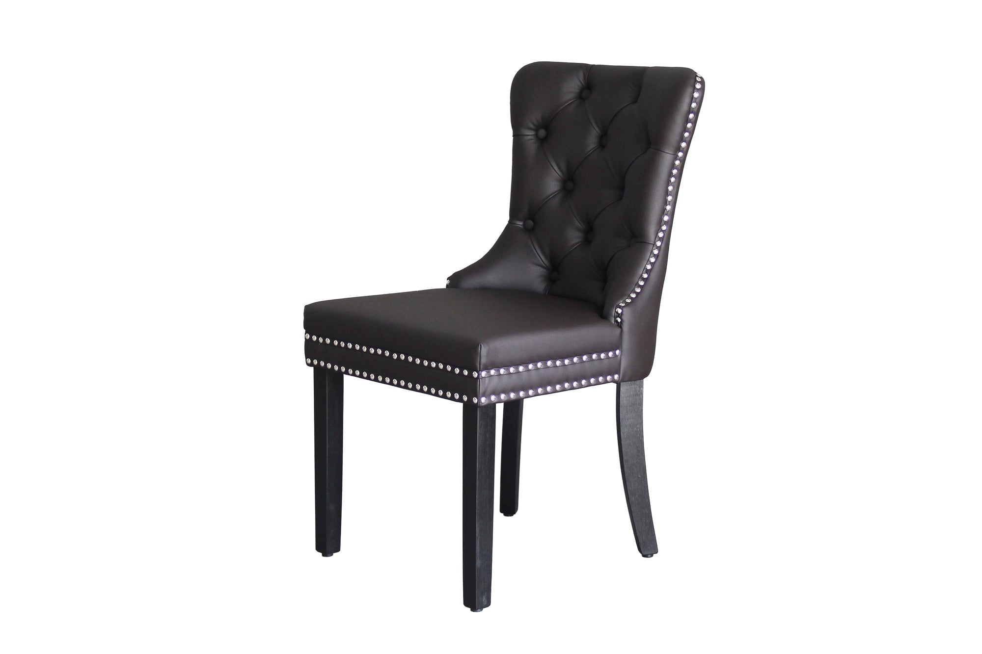 byLIVING Esszimmerstuhl 2er Set DOMINO / Kunstleder dunkelbraun / Gestell Massivholz schwarz / B 48,5, H 93, T 61 cm