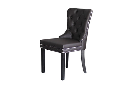 byLIVING Esszimmerstuhl 2er Set DOMINO / Kunstleder dunkelbraun / Gestell Massivholz schwarz / B 48,5, H 93, T 61 cm