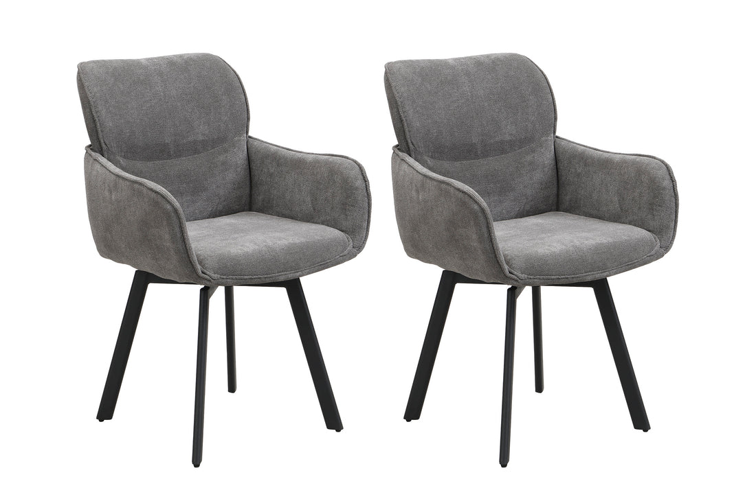byLIVING Stuhl 2-er Set RICO / Webstoffbezug in dunkelgrau oder taupe, Gestell in schwarz / 360° drehbar / Esszimmerstuhl / Küchenstuhl / B 61 x H 90 x T 63 cm