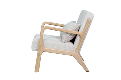 byLIVING Sessel NOHR / Grob-Cord off-white oder grau / Gestell und Armlehnen Massivholz natur / B 65,5, H 78, T 84 cm