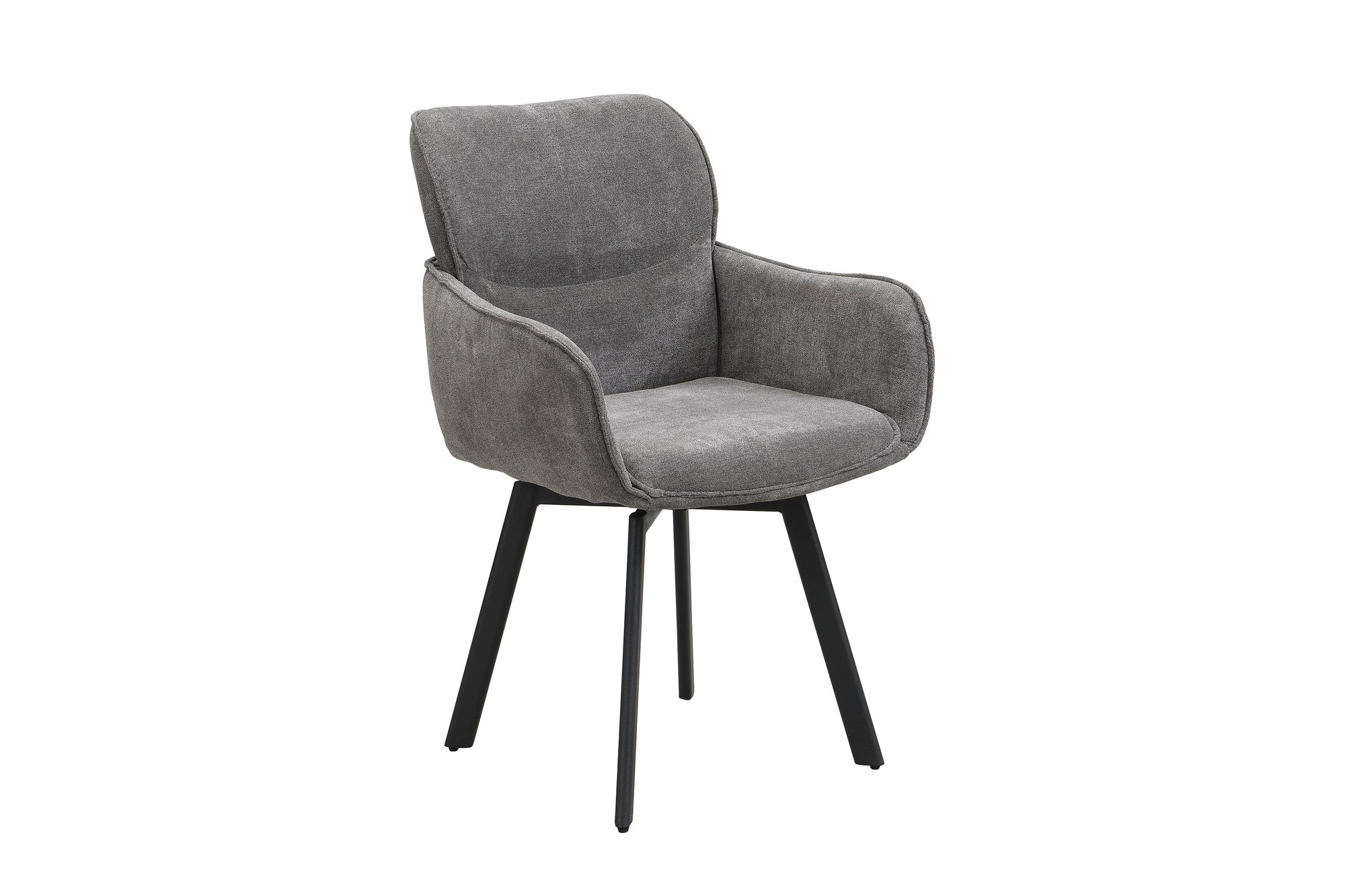 Stuhl 2-er Set RICO / Webstoffbezug in dunkelgrau oder taupe, Gestell in schwarz / 360° drehbar / Esszimmerstuhl / Küchenstuhl / B 61 x H 90 x T 63 cm