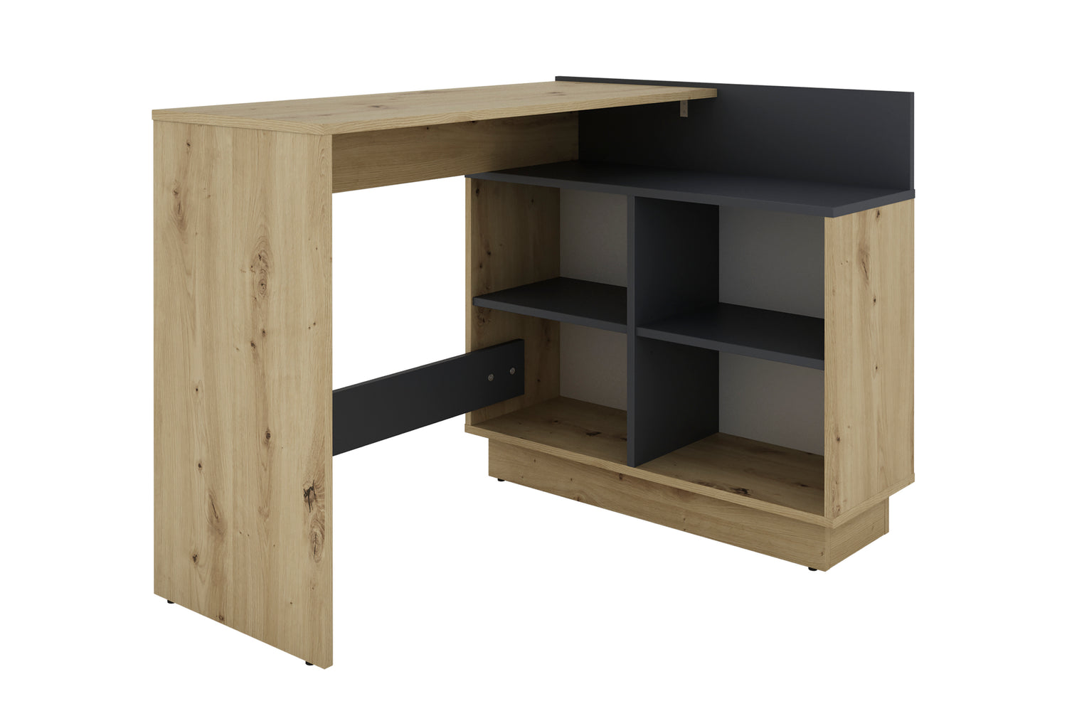 byLIVING Schreibtisch BERNI / Gaming-Tisch in weiß oder Artisan Eiche (Eiche-Optik) mit graphit / Mit viel Stauraum und großer Tischplatte / Computer-Tisch / PC / Arbeits-Tisch / rechts-links montierbar / B 112, H 77,5, T 80 cm