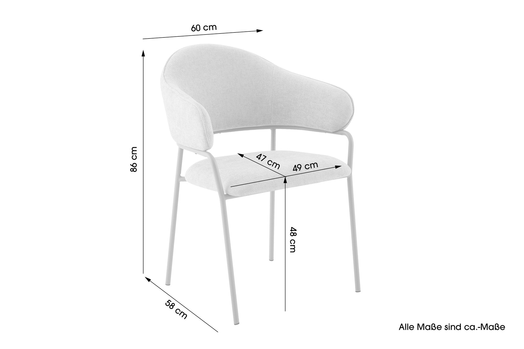byLIVING Stuhl 2-er Set CURVE / Webstoffbezug in dunkelgrau, dunkelgrün oder taupe, Gestell in schwarz / Esszimmerstuhl / Küchenstuhl / Maße: B 60 x H 86 x T 58 cm