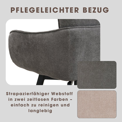 byLIVING Stuhl 2-er Set RICO / Webstoffbezug in dunkelgrau oder taupe, Gestell in schwarz / 360° drehbar / Esszimmerstuhl / Küchenstuhl / B 61 x H 90 x T 63 cm