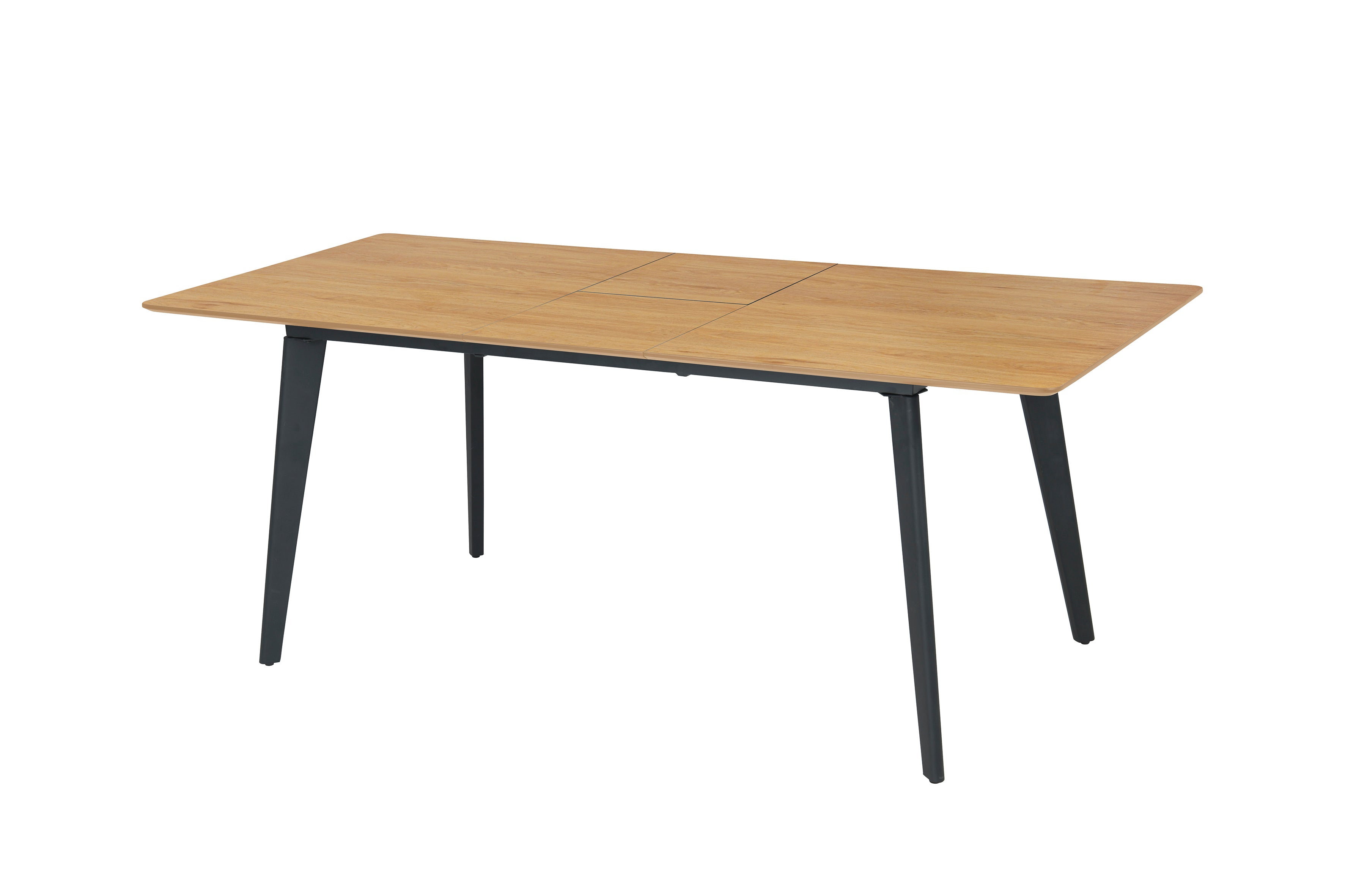 Esstisch OKLAHOMA / mit Auszug / Tischplatte Eichen-Optik / mit Schweizer Kante / Gestell Metall schwarz / HPL-Beschichtung / Küchentisch / 160-200 x 90, H 76 cm