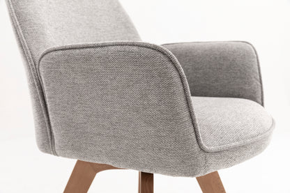 byLIVING Esszimmerstuhl 2er Set TONY / Webstoff hellgrau oder anthrazit / Gestell Buche natur in Eiche-Optik / Sitzschale 360° drehbar / Küchenstuhl / Wohnzimmerstuhl / B 57, H 89, T 61 cm