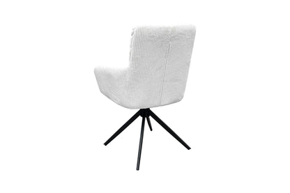 Esszimmerstuhl 2er Set PURA / Grob-Cord dunkelgrau oder off-white / Gestell Metall schwarz matt / Sitzschale 360° drehbar / B 58, H 74, T 60 cm