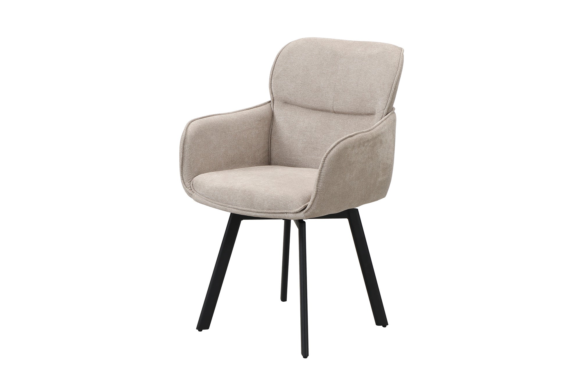 Stuhl 2-er Set RICO / Webstoffbezug in dunkelgrau oder taupe, Gestell in schwarz / 360° drehbar / Esszimmerstuhl / Küchenstuhl / B 61 x H 90 x T 63 cm