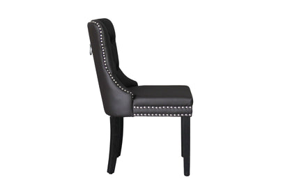 byLIVING Esszimmerstuhl 2er Set DOMINO / Kunstleder dunkelbraun / Gestell Massivholz schwarz / B 48,5, H 93, T 61 cm