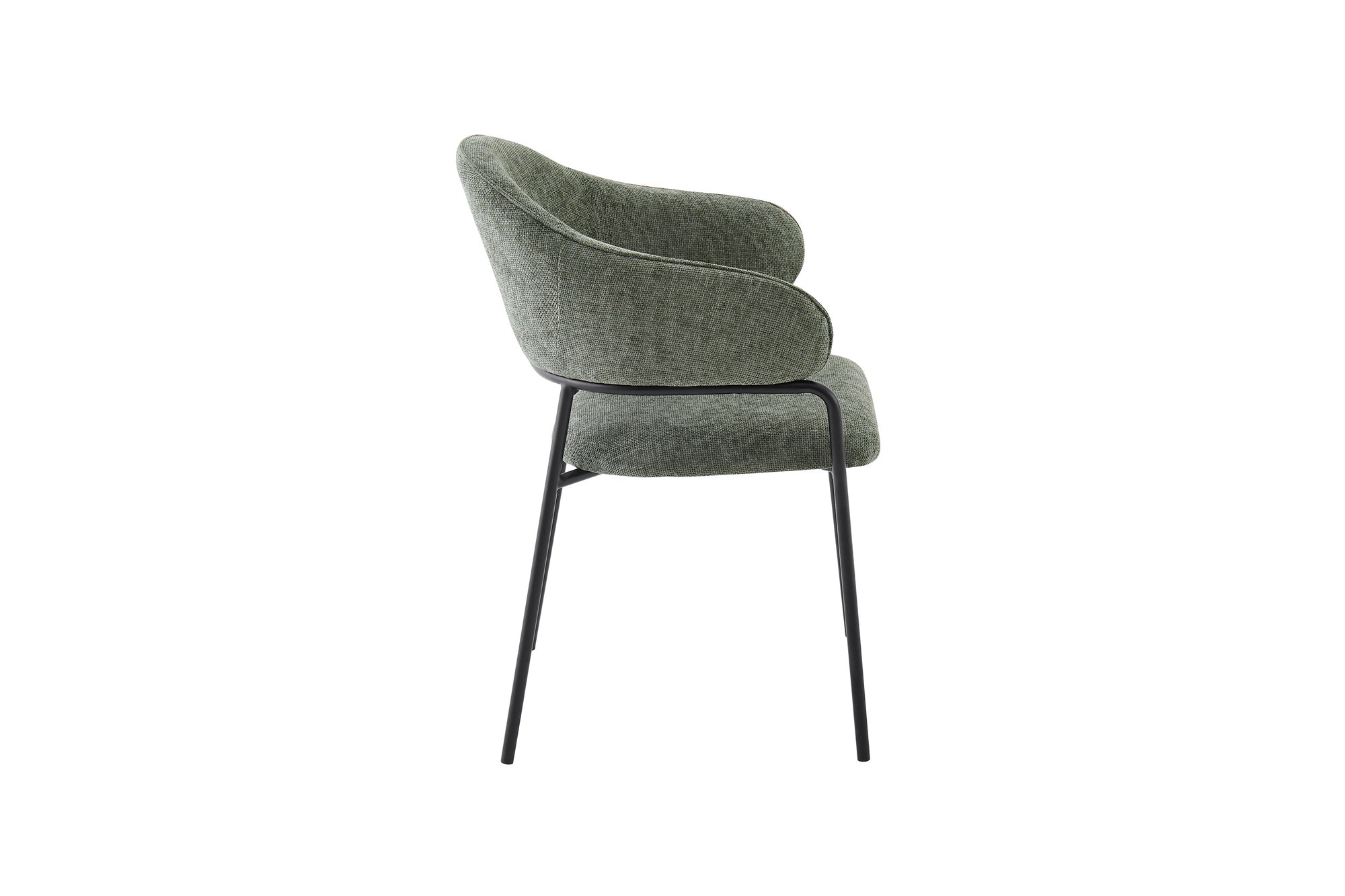 byLIVING Stuhl 2-er Set CURVE / Webstoffbezug in dunkelgrau, dunkelgrün oder taupe, Gestell in schwarz / Esszimmerstuhl / Küchenstuhl / Maße: B 60 x H 86 x T 58 cm