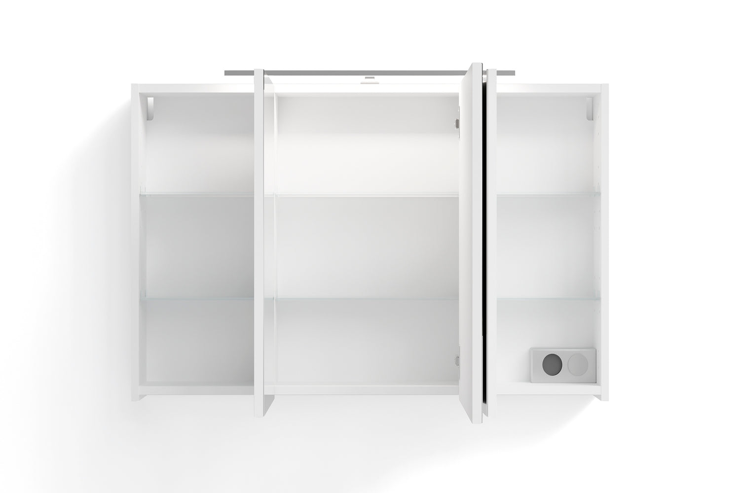 byLIVING Spiegelschrank SPREE / Korpus matt weiß oder anthrazit mit Spiegeltüren / Hängeschrank mit Soft-Close-Funktion / Inklusive LED-Beleuchtung / Badschrank mit Stecker- und Schalterdose / B 100, H 60, T 20 cm
