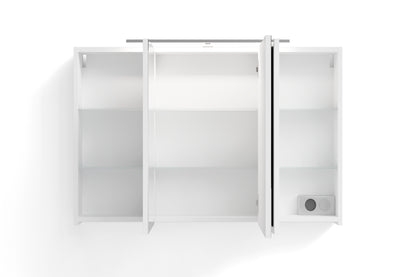 byLIVING Spiegelschrank SPREE / Korpus matt weiß oder anthrazit mit Spiegeltüren / Hängeschrank mit Soft-Close-Funktion / Inklusive LED-Beleuchtung / Badschrank mit Stecker- und Schalterdose / B 100, H 60, T 20 cm
