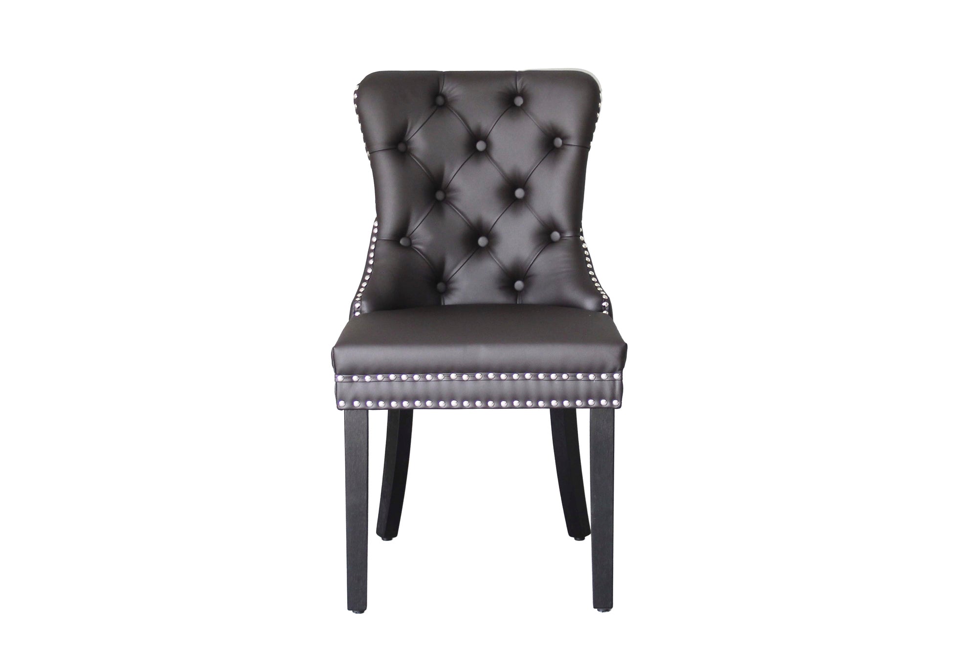 Esszimmerstuhl 2er Set DOMINO / Kunstleder dunkelbraun / Gestell Massivholz schwarz / B 48,5, H 93, T 61 cm