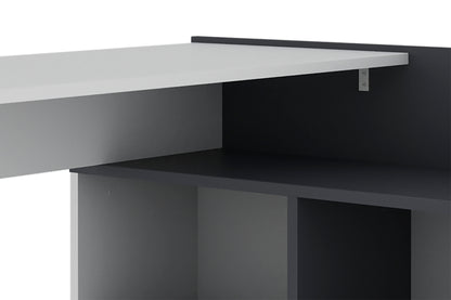 byLIVING Schreibtisch BERNI / Gaming-Tisch in weiß oder Artisan Eiche (Eiche-Optik) mit graphit / Mit viel Stauraum und großer Tischplatte / Computer-Tisch / PC / Arbeits-Tisch / rechts-links montierbar / B 112, H 77,5, T 80 cm