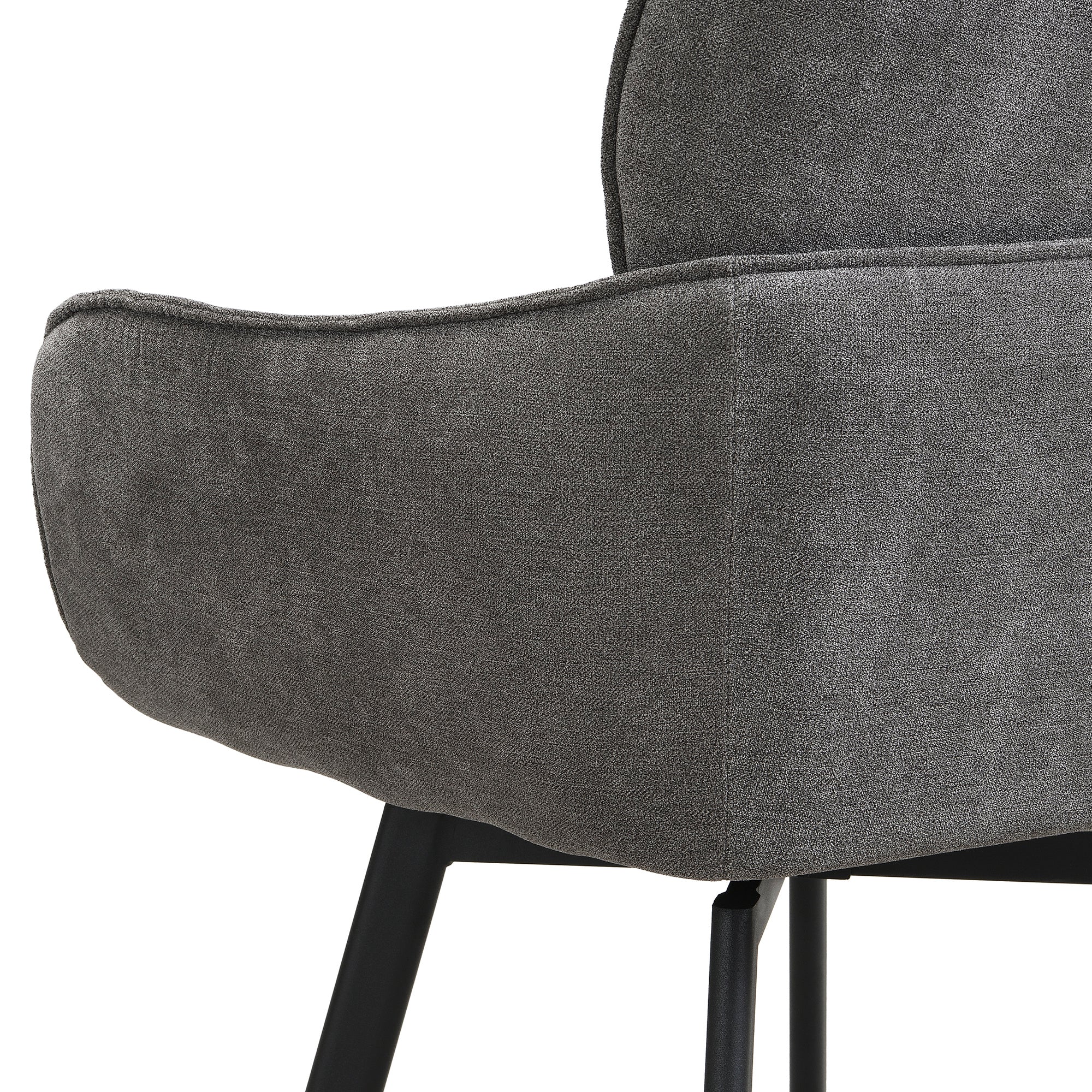 Stuhl 2-er Set RICO / Webstoffbezug in dunkelgrau oder taupe, Gestell in schwarz / 360° drehbar / Esszimmerstuhl / Küchenstuhl / B 61 x H 90 x T 63 cm
