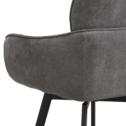 byLIVING Stuhl 2-er Set RICO / Webstoffbezug in dunkelgrau oder taupe, Gestell in schwarz / 360° drehbar / Esszimmerstuhl / Küchenstuhl / B 61 x H 90 x T 63 cm