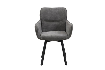 byLIVING Stuhl 2-er Set RICO / Webstoffbezug in dunkelgrau oder taupe, Gestell in schwarz / 360° drehbar / Esszimmerstuhl / Küchenstuhl / B 61 x H 90 x T 63 cm