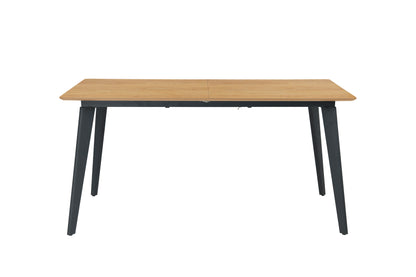 Esstisch OKLAHOMA / mit Auszug / Tischplatte Eichen-Optik / mit Schweizer Kante / Gestell Metall schwarz / HPL-Beschichtung / Küchentisch / 160-200 x 90, H 76 cm
