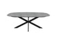 Esstisch OVAL / Bootsform / Tischplatte in Naturstein-Optik grau / Gestell Metall schwarz / 200 x 100, H 76 cm