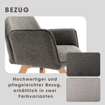 byLIVING Esszimmerstuhl 2er Set TONY / Webstoff hellgrau oder anthrazit / Gestell Buche natur in Eiche-Optik / Sitzschale 360° drehbar / Küchenstuhl / Wohnzimmerstuhl / B 57, H 89, T 61 cm