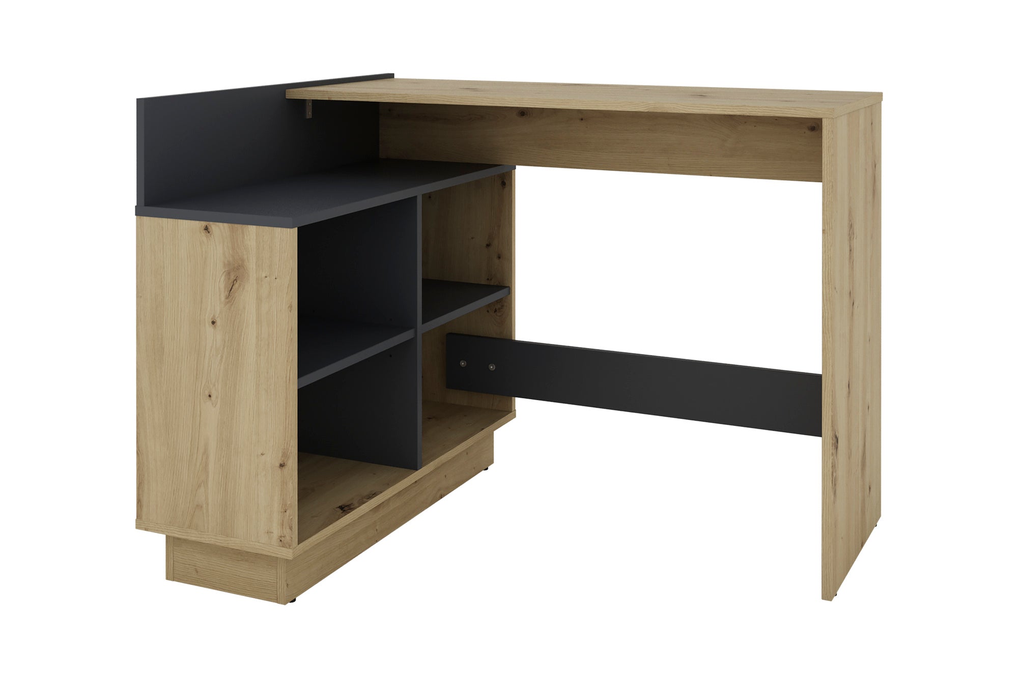 Schreibtisch BERNI / Gaming-Tisch in weiß oder Artisan Eiche (Eiche-Optik) mit graphit / Mit viel Stauraum und großer Tischplatte / Computer-Tisch / PC / Arbeits-Tisch / rechts-links montierbar / B 102, H 77,5, T 80 cm
