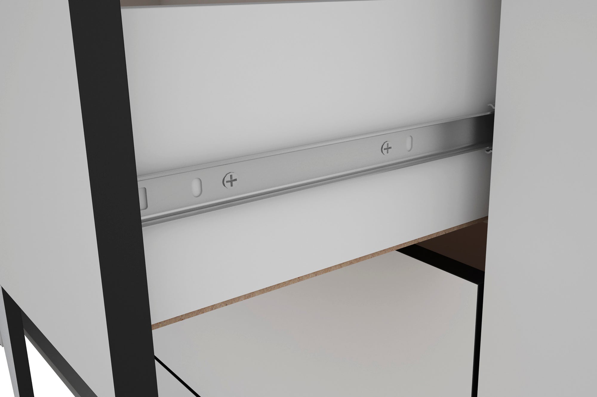 Sideboard FARO / Artisan Eiche (Eiche-Optik) oder weiß, Absetzung in schwarz / Stollenoptik / 3 Türen und 3 Schubkästen / verstellbare Einlegeböden / viel Stauraum / Kommode / Anrichte / Maße: B 160, H 84, T 40 cm