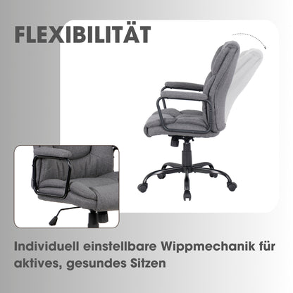 byLIVING Chefsessel STING/ Gaming-Chair/ Metall schwarz pulverbeschichtet/ Webstoff grau/ Armlehnen gepolstert/ Wippmechanik/ Sicherheitsdoppelrollen / B 57, H 99-109, T 67 cm