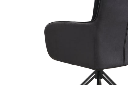 byLIVING Stuhl 2-er Set TINO / Bezug Webstoff-Mikrofaser in schwarz oder hellgrau, Gestell in schwarz / 360° drehbar / Esszimmerstuhl / Küchenstuhl / B 62 x H 94 x T 70 cm