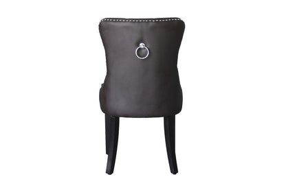 byLIVING Esszimmerstuhl 2er Set DOMINO / Kunstleder dunkelbraun / Gestell Massivholz schwarz / B 48,5, H 93, T 61 cm