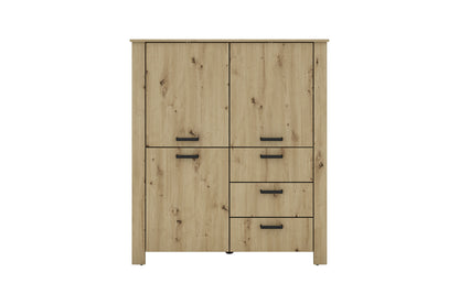 byLIVING Higboard FARO / Artisan Eiche (Eiche-Optik) oder weiß, Absetzung in schwarz / Stollenoptik / 3 Türen und 3 Schubkästen / verstellbare Einlegeböden / viel Stauraum / Sideboard / Kommode / Maße: B 160, H 84, T 40 cm