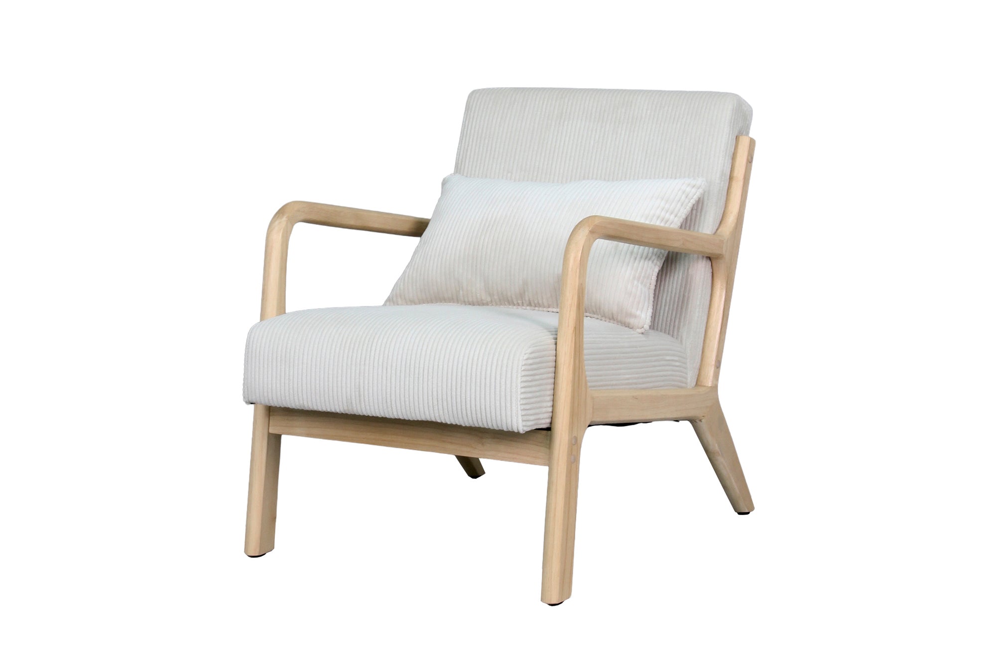 byLIVING Sessel NOHR / Grob-Cord off-white oder grau / Gestell und Armlehnen Massivholz natur / B 65,5, H 78, T 84 cm