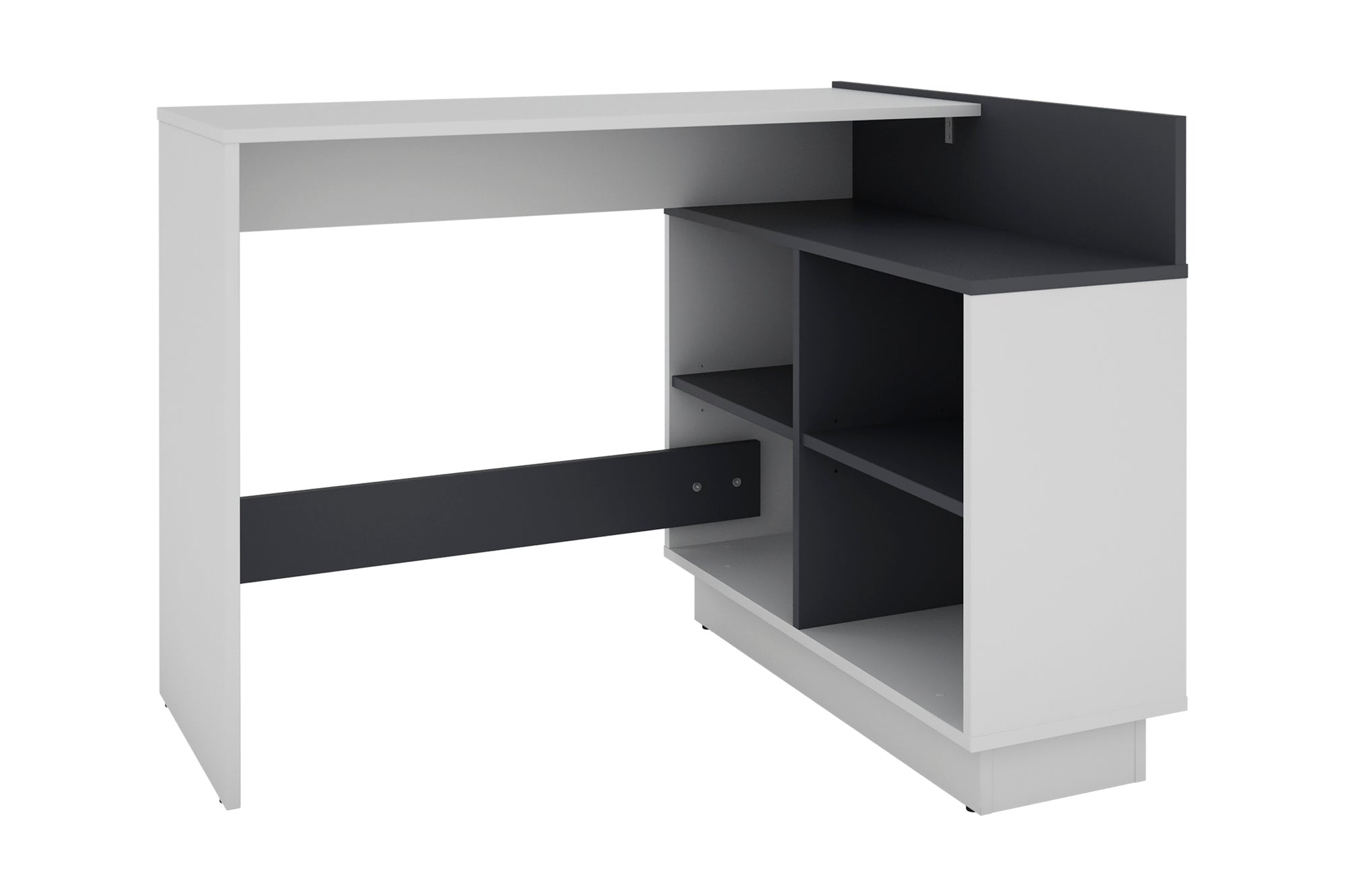 Schreibtisch BERNI / Gaming-Tisch in weiß oder Artisan Eiche (Eiche-Optik) mit graphit / Mit viel Stauraum und großer Tischplatte / Computer-Tisch / PC / Arbeits-Tisch / rechts-links montierbar / B 102, H 77,5, T 80 cm