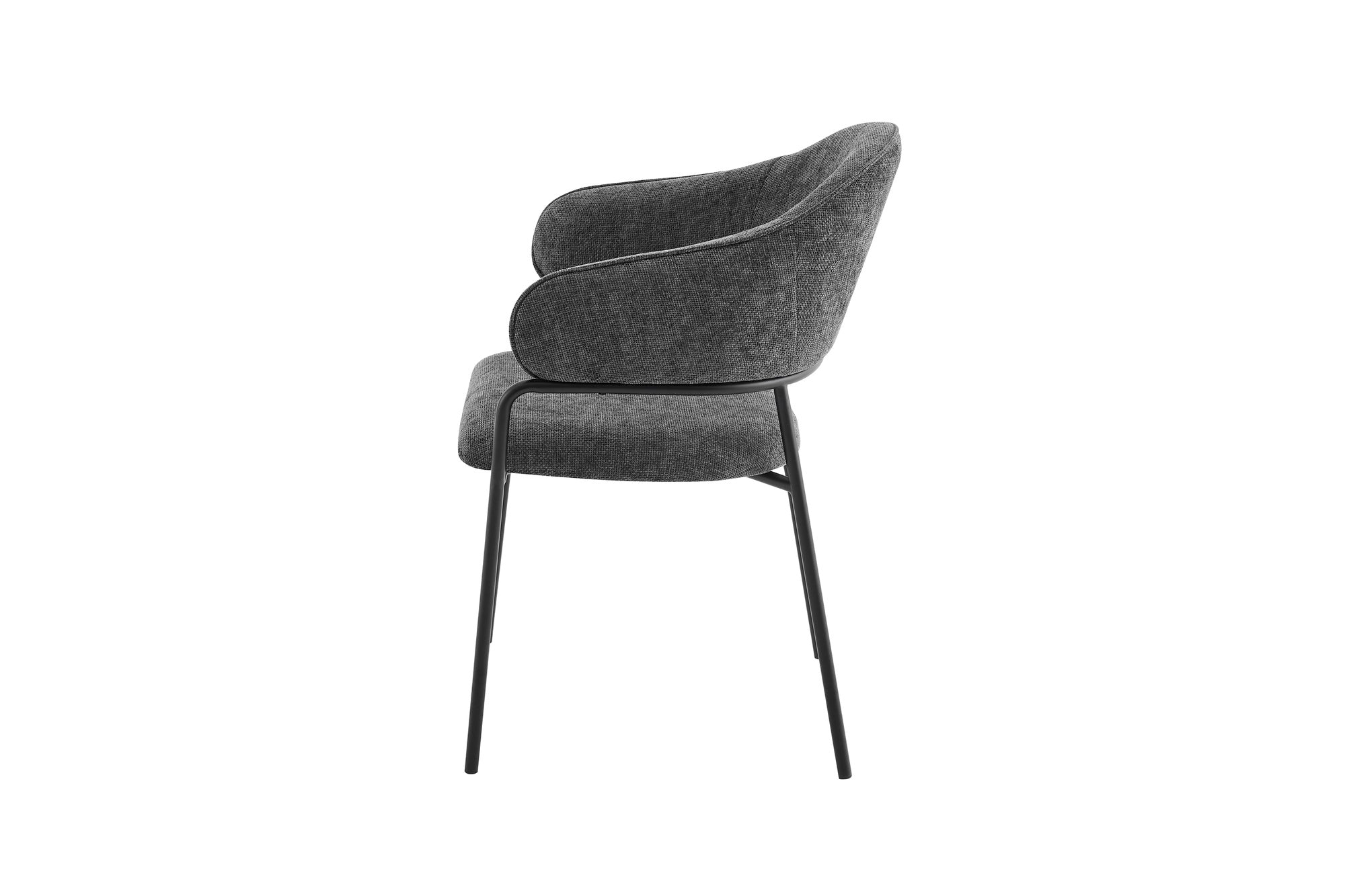 byLIVING Stuhl 2-er Set CURVE / Webstoffbezug in dunkelgrau, dunkelgrün oder taupe, Gestell in schwarz / Esszimmerstuhl / Küchenstuhl / Maße: B 60 x H 86 x T 58 cm