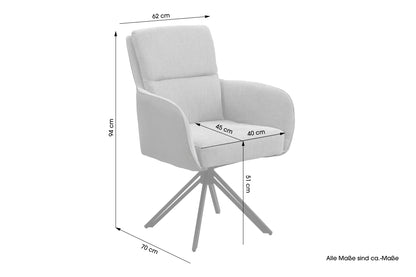 byLIVING Stuhl 2-er Set TINO / Bezug Webstoff-Mikrofaser in schwarz oder hellgrau, Gestell in schwarz / 360° drehbar / Esszimmerstuhl / Küchenstuhl / B 62 x H 94 x T 70 cm