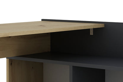 byLIVING Schreibtisch BERNI / Gaming-Tisch in weiß oder Artisan Eiche (Eiche-Optik) mit graphit / Mit viel Stauraum und großer Tischplatte / Computer-Tisch / PC / Arbeits-Tisch / rechts-links montierbar / B 112, H 77,5, T 80 cm