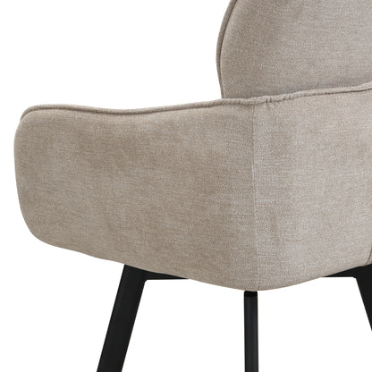 byLIVING Stuhl 2-er Set RICO / Webstoffbezug in dunkelgrau oder taupe, Gestell in schwarz / 360° drehbar / Esszimmerstuhl / Küchenstuhl / B 61 x H 90 x T 63 cm