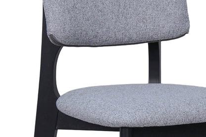 byLIVING Esszimmerstuhl 2er Set ELSA / Webstoff beige oder grau / Gestell Massivholz schwarz / B 48, H 87, T 54 cm