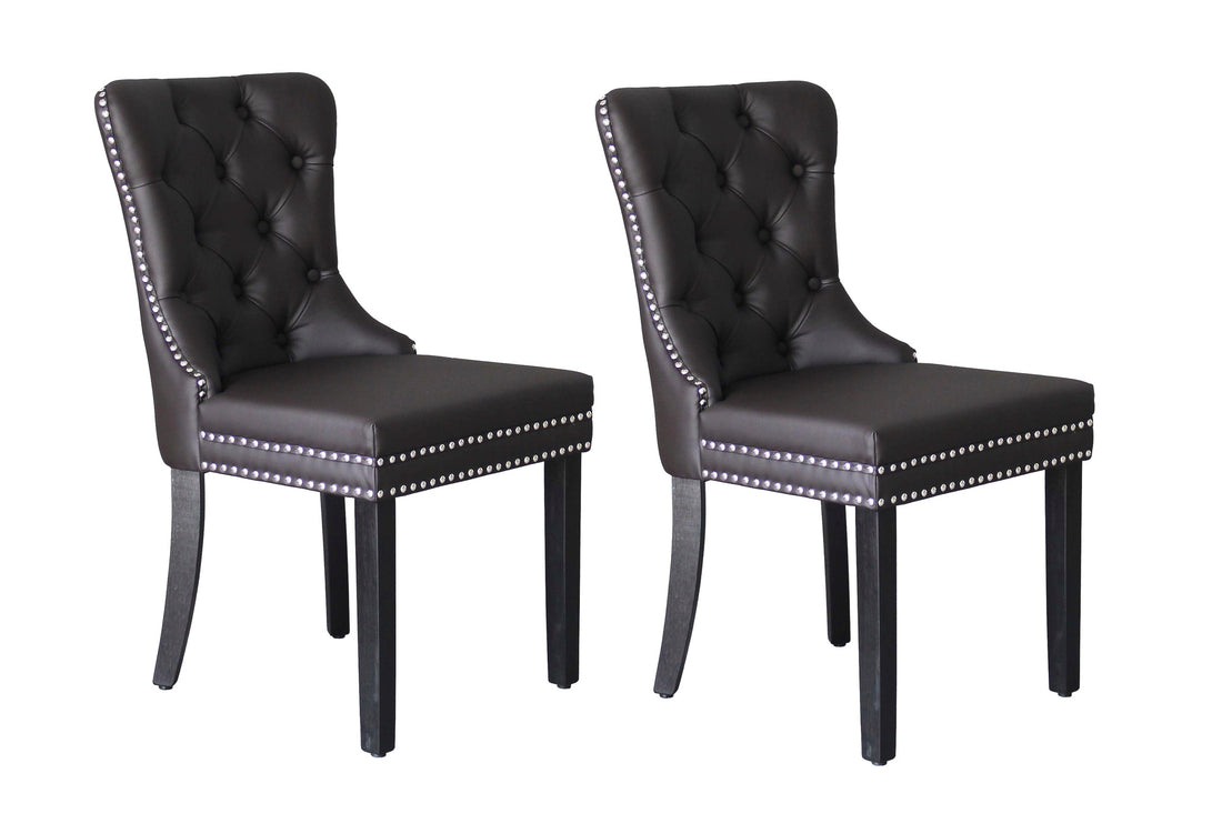 byLIVING Esszimmerstuhl 2er Set DOMINO / Kunstleder dunkelbraun / Gestell Massivholz schwarz / B 48,5, H 93, T 61 cm