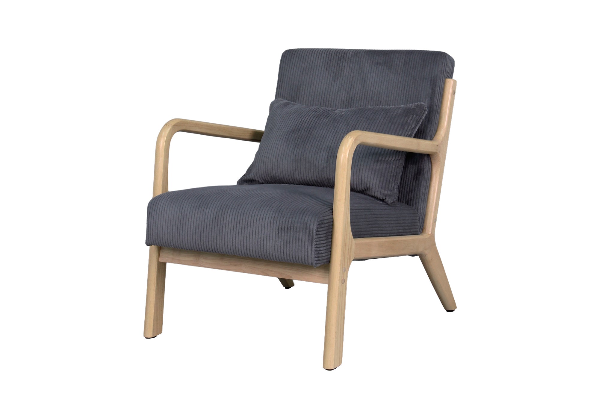 Sessel NOHR / Grob-Cord off-white oder grau / Gestell und Armlehnen Massivholz natur / B 65,5, H 78, T 84 cm