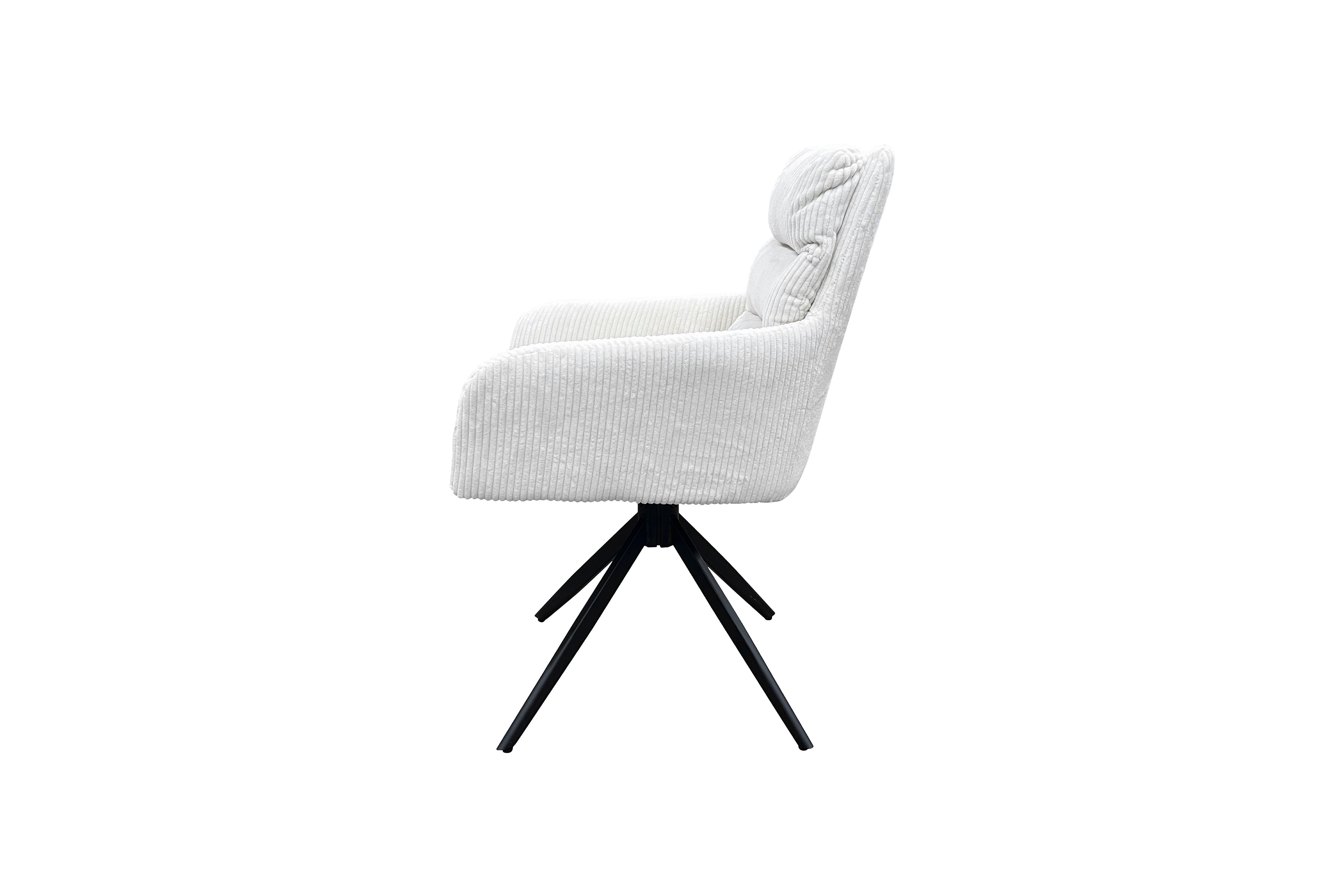 Esszimmerstuhl 2er Set PURA / Grob-Cord dunkelgrau oder off-white / Gestell Metall schwarz matt / Sitzschale 360° drehbar / B 58, H 74, T 60 cm